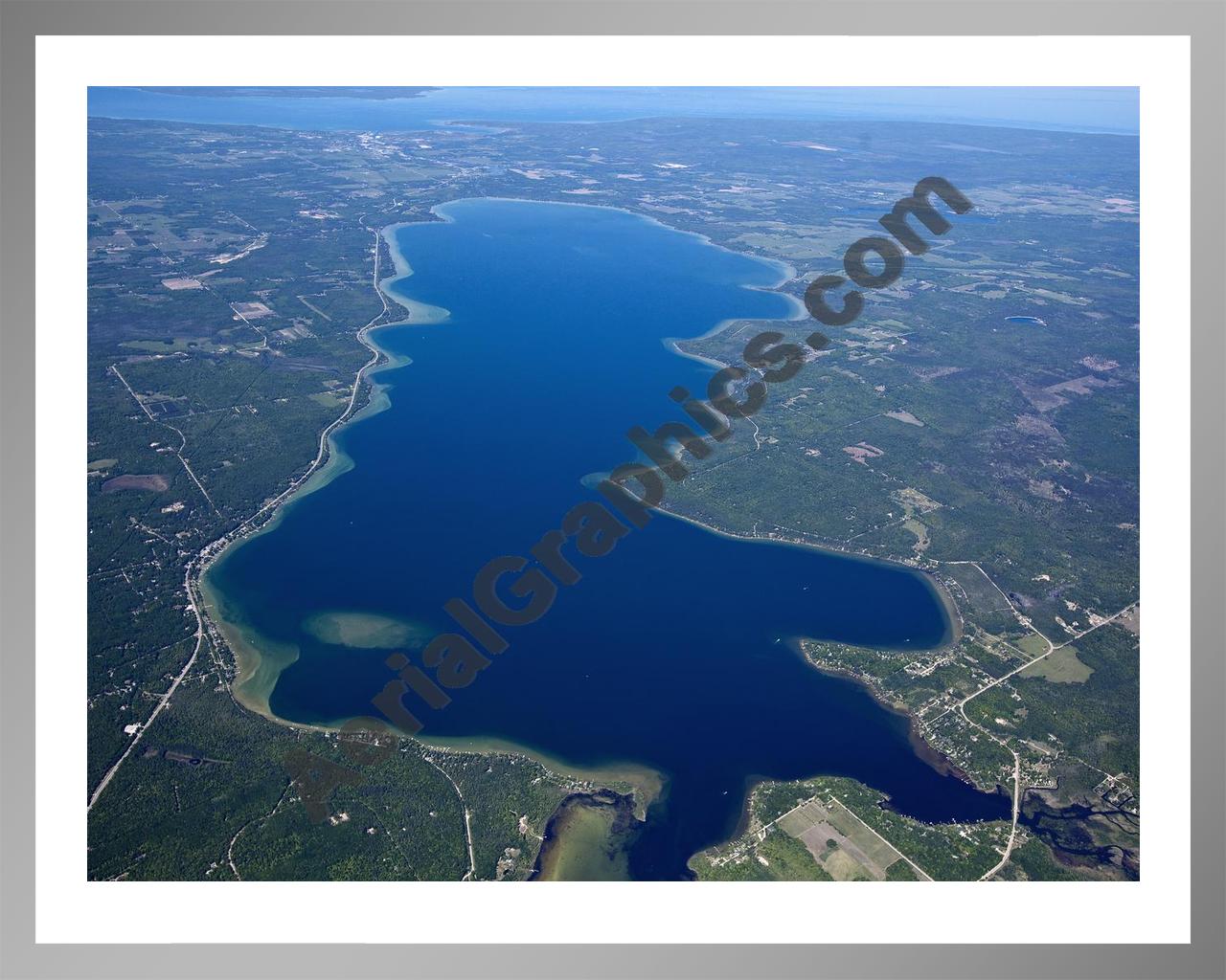 Aerial image of [5557] Mullett Lake in Cheboygan, MI with Silver Metal frame