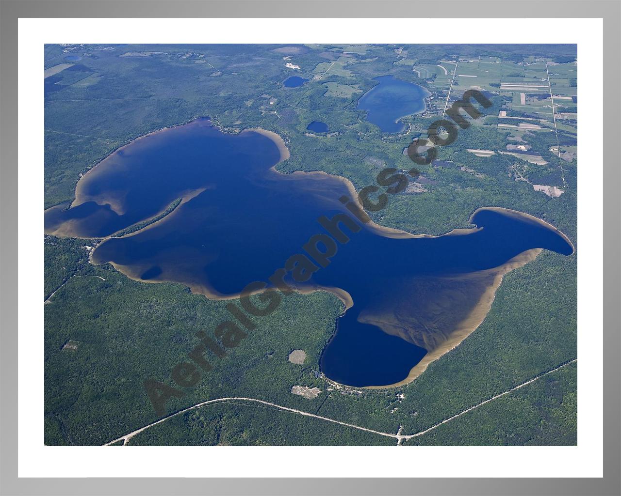 Aerial image of [5559] Douglas Lake in Cheboygan, MI with Silver Metal frame