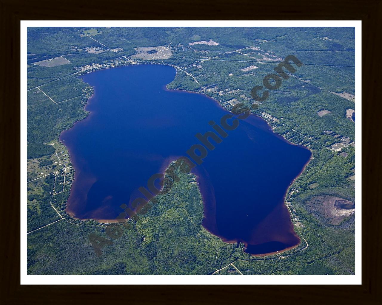 Aerial image of [5561] Lake Paradise in Emmet, MI with Black Wood frame