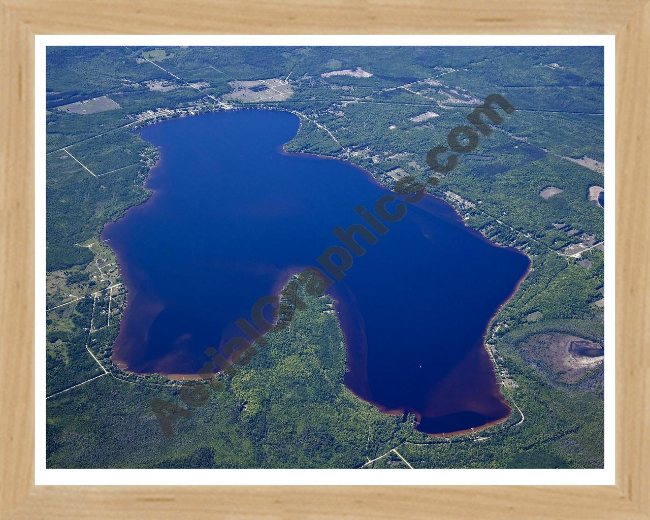 Aerial image of [5561] Lake Paradise in Emmet, MI with Natural Wood frame