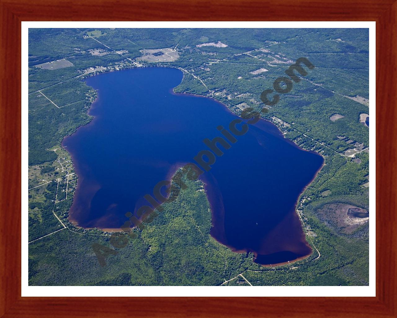 Aerial image of [5561] Lake Paradise in Emmet, MI with Cherry Wood frame