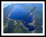 Aerial image of [5563] Brevoort Lake in Mackinac, MI with Black Metal frame