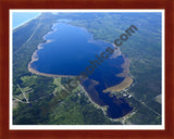 Aerial image of [5563] Brevoort Lake in Mackinac, MI with Cherry Wood frame