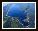 Aerial image of [5563] Brevoort Lake in Mackinac, MI with Black Wood frame