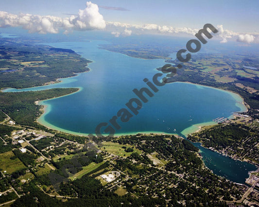 Aerial image of [5564] Lake Charlevoix (Looking South East) in Charlevoix, MI with No frame