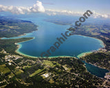 Aerial image of [5564] Lake Charlevoix (Looking South East) in Charlevoix, MI with Canvas Wrap frame