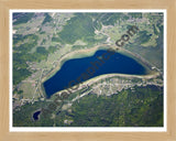 Aerial image of [5567] Deer Lake in Charlevoix, MI with Natural Wood frame