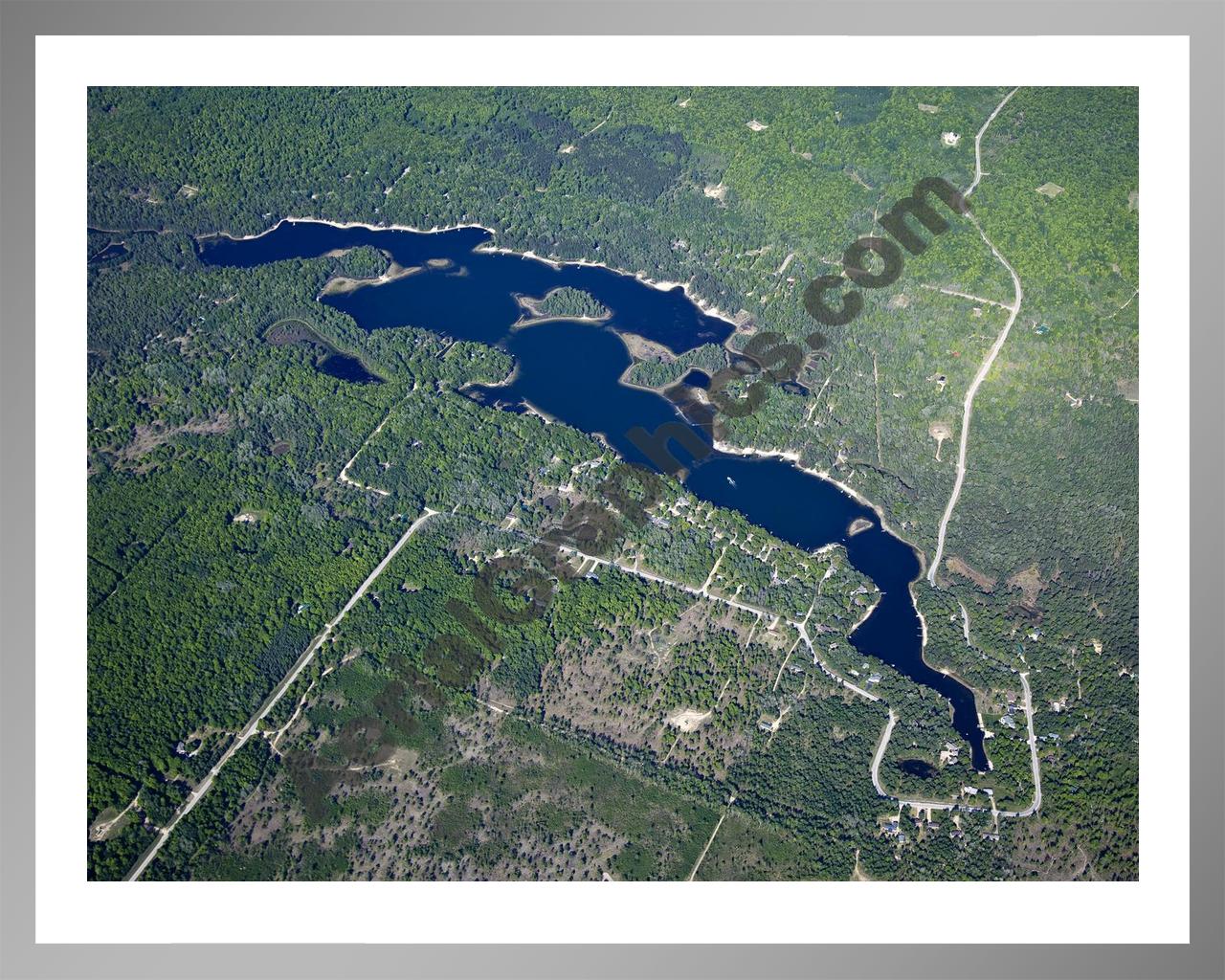 Aerial image of [5568] Lake Manuka in Otsego, MI with Silver Metal frame