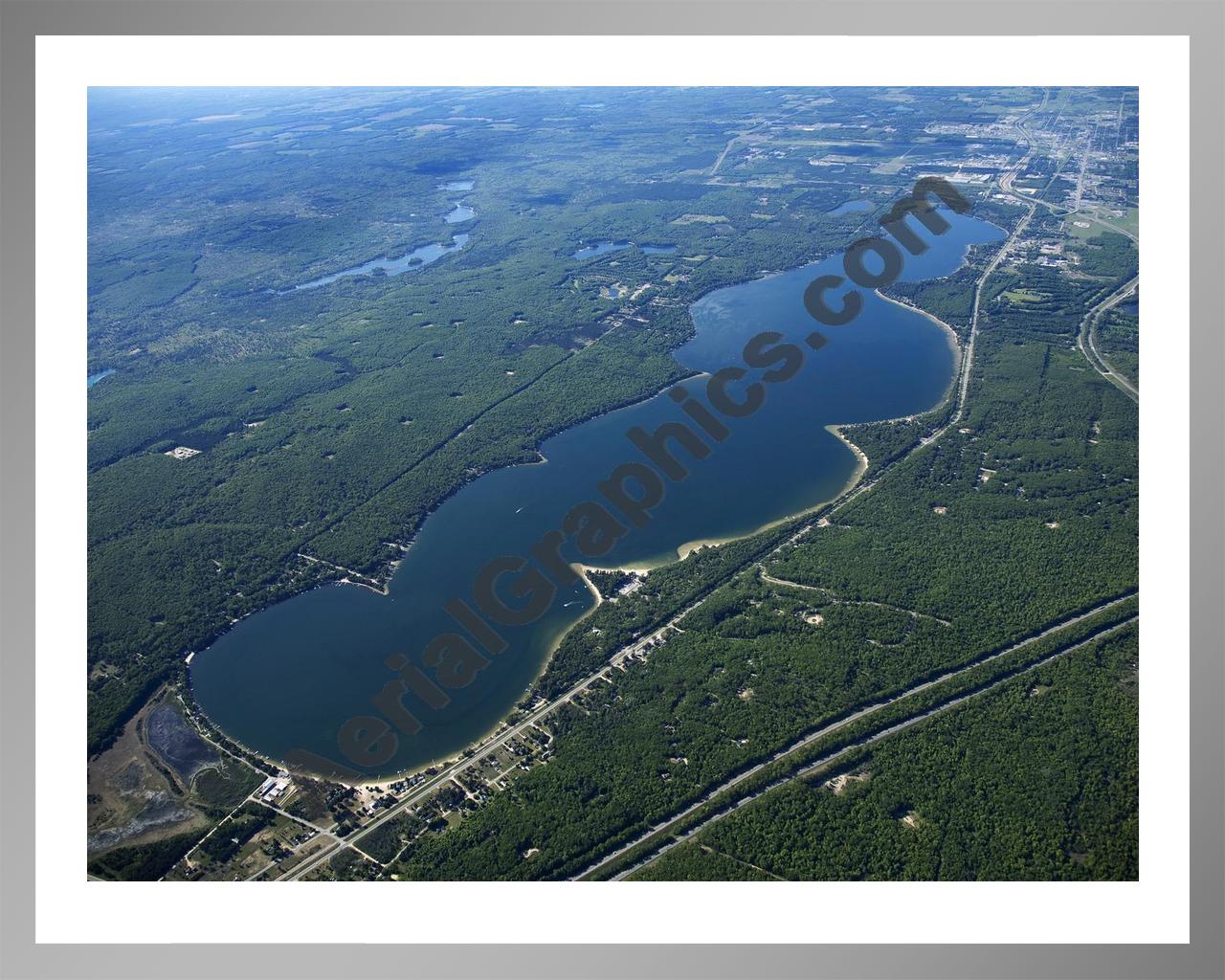 Aerial image of [5569] Otsego Lake in Otsego, MI with Silver Metal frame