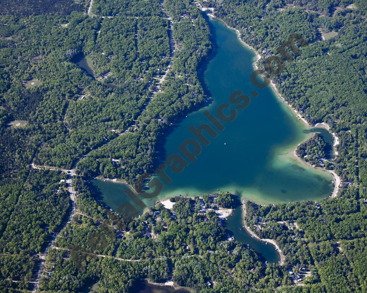 Aerial image of [5571] Little Bear Lake in Otsego, MI with No frame