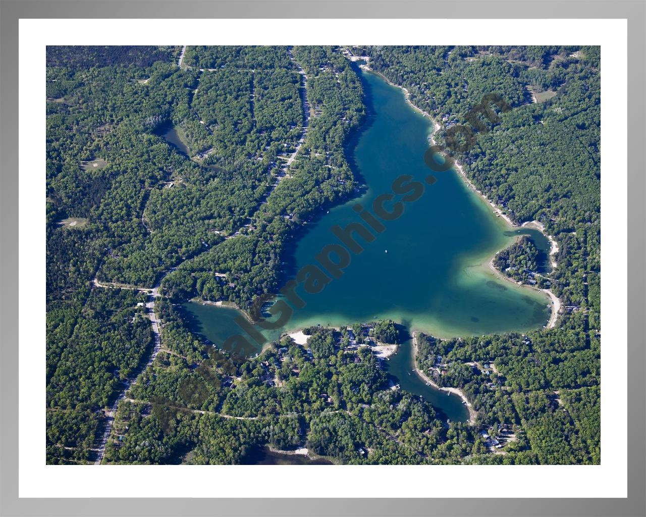 Aerial image of [5571] Little Bear Lake in Otsego, MI with Silver Metal frame