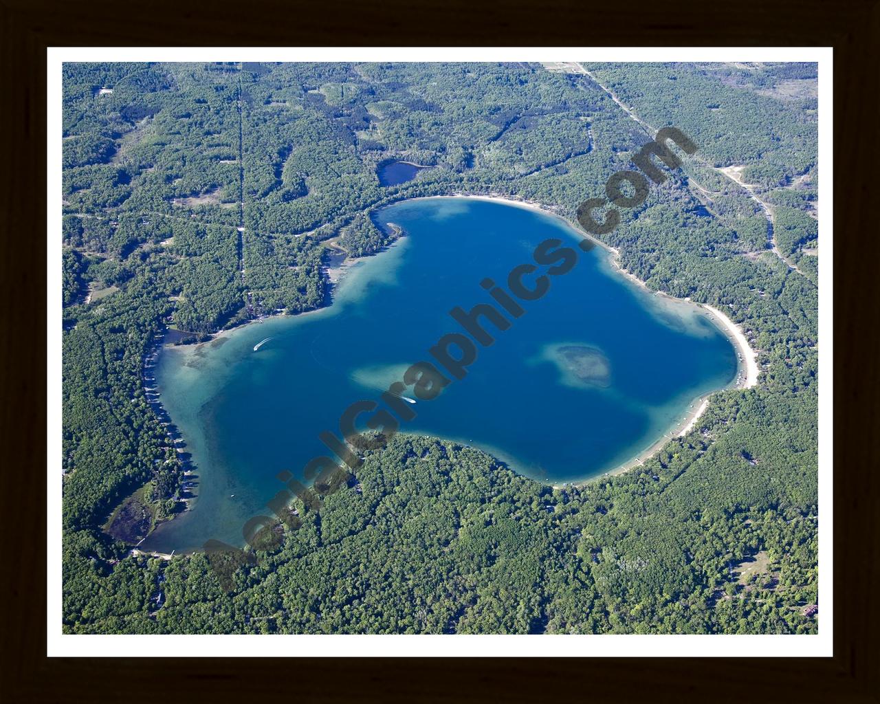 Aerial image of [5572] Big Bear Lake in Otsego, MI with Black Wood frame