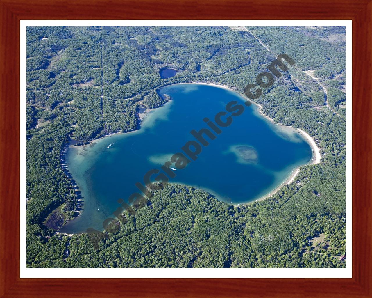 Aerial image of [5572] Big Bear Lake in Otsego, MI with Cherry Wood frame