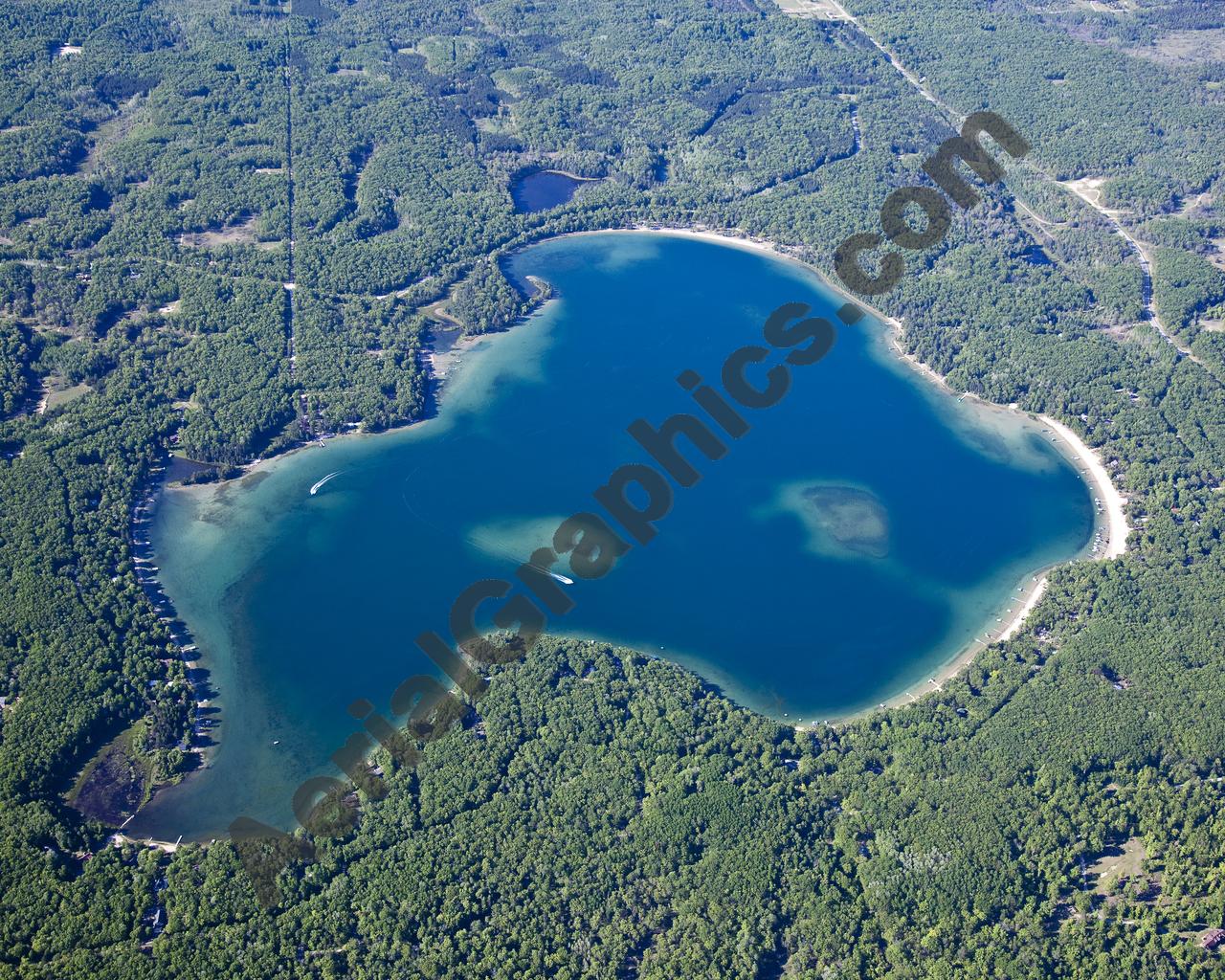 Aerial image of [5572] Big Bear Lake in Otsego, MI with Canvas Wrap frame