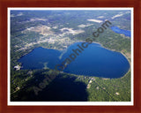 Aerial image of [5573] East Twin Lake in Montmorency, MI with Cherry Wood frame