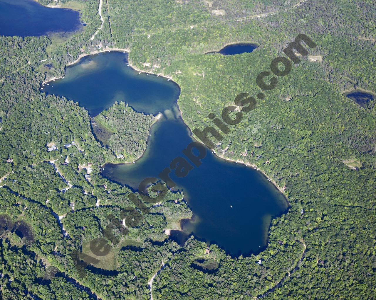 Aerial image of [5576] Little Wolf Lake in Montmorency, MI with No frame