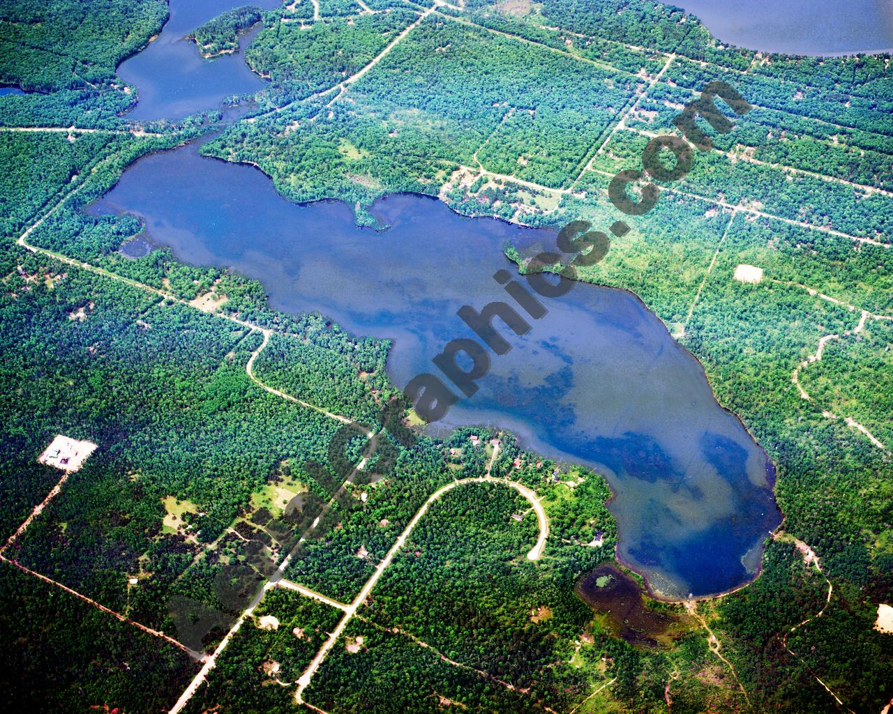 Aerial image of [5577] Lake Big Wolf in Montmorency, MI with Canvas Wrap frame