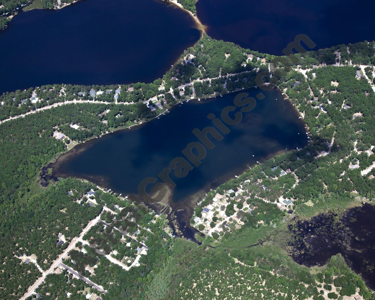 Aerial image of [5579] Bass Lake in Iosco , MI with Canvas Wrap frame