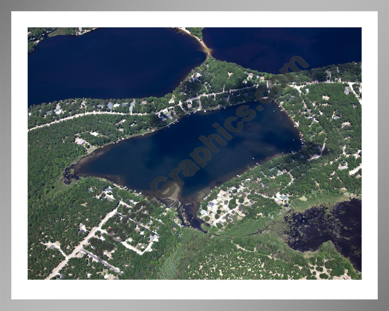 Aerial image of [5579] Bass Lake in Iosco , MI with Silver Metal frame