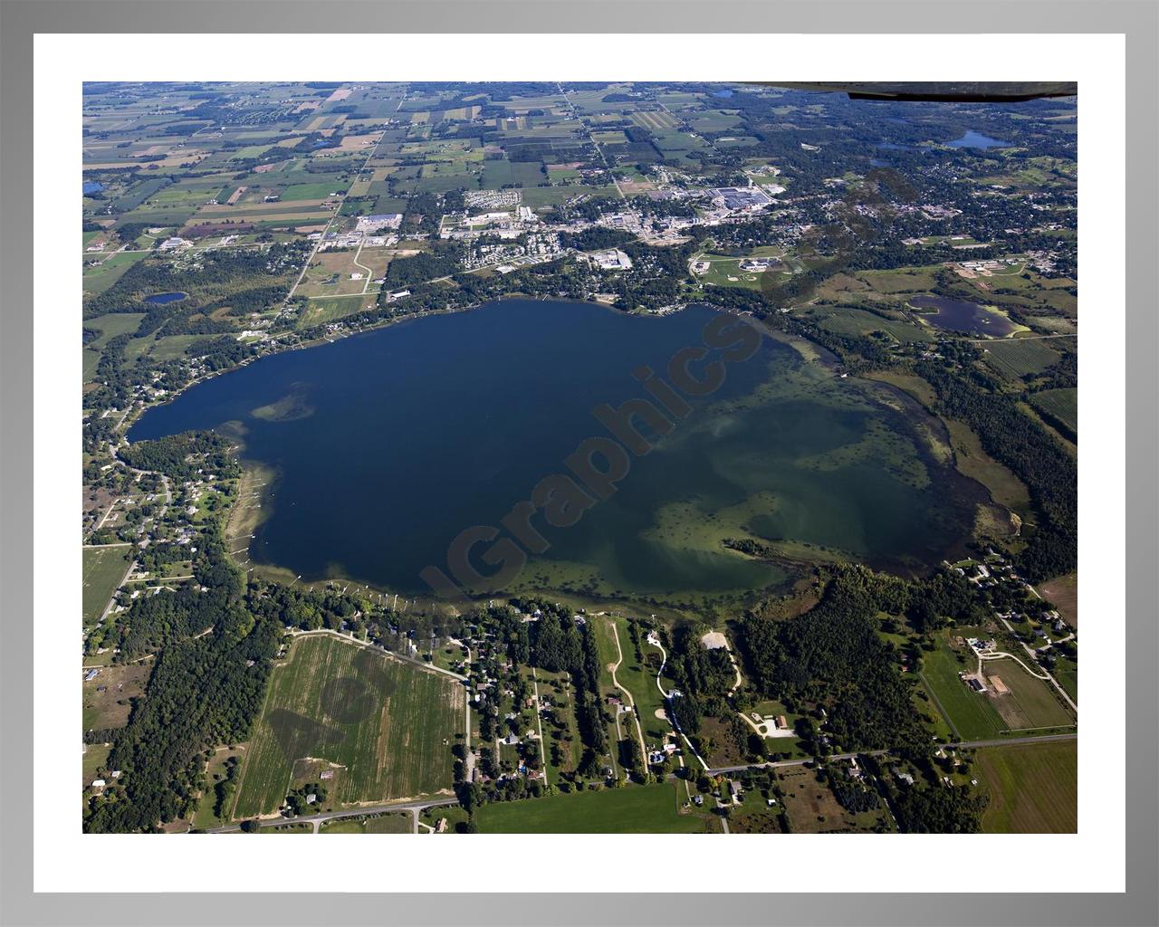 Aerial image of [5580] Fremont Lake in Newaygo, MI with Silver Metal frame