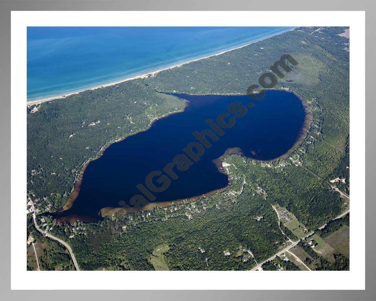 Aerial image of [5584] Bass Lake in MASON, MI with Silver Metal frame