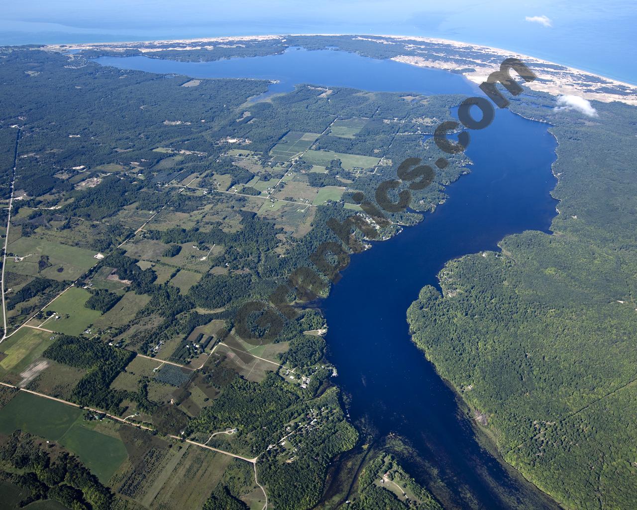 Aerial image of [5587] Hamlin Lake, Looking West in Mason, MI with Canvas Wrap frame