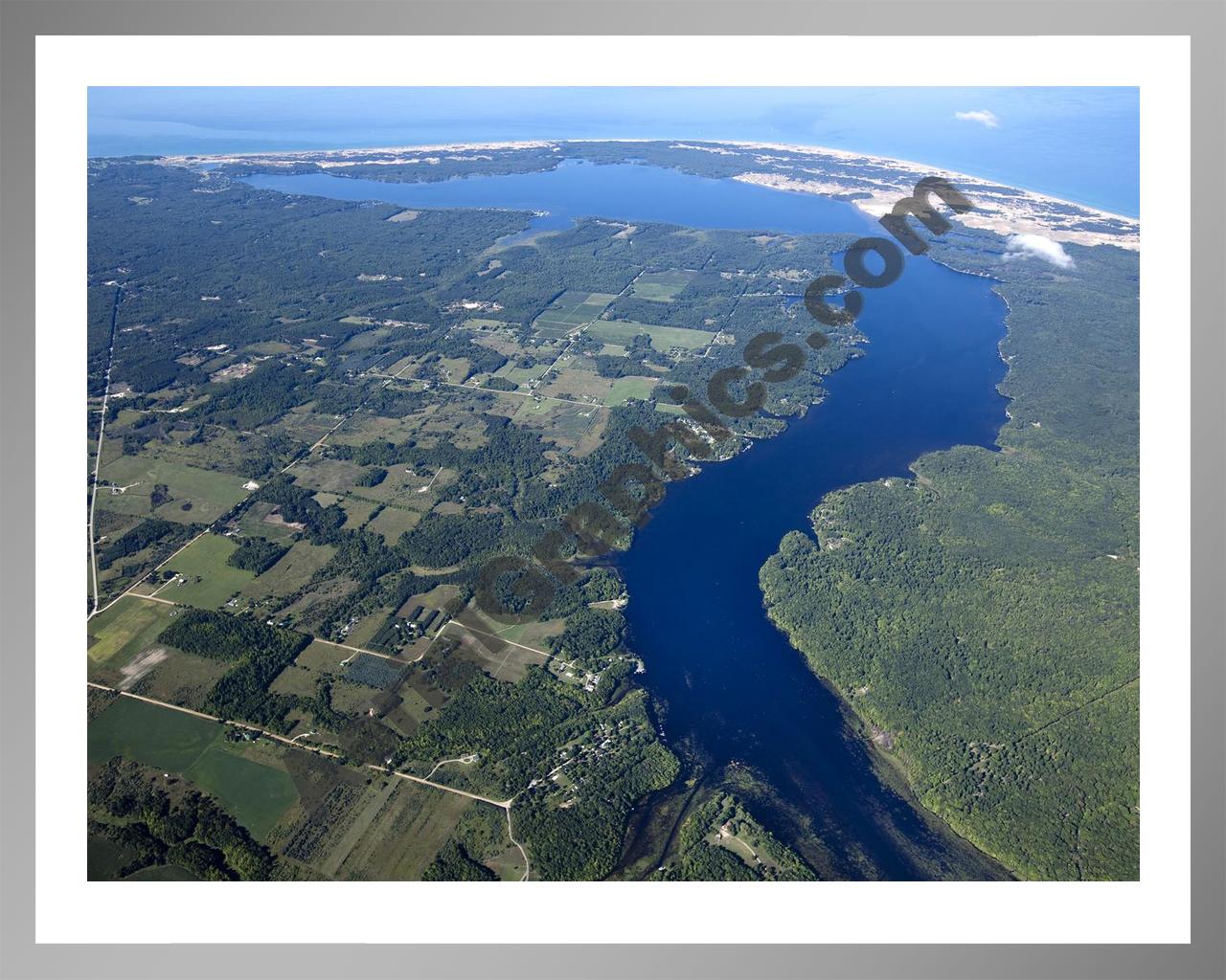 Aerial image of [5587] Hamlin Lake, Looking West in Mason, MI with Silver Metal frame