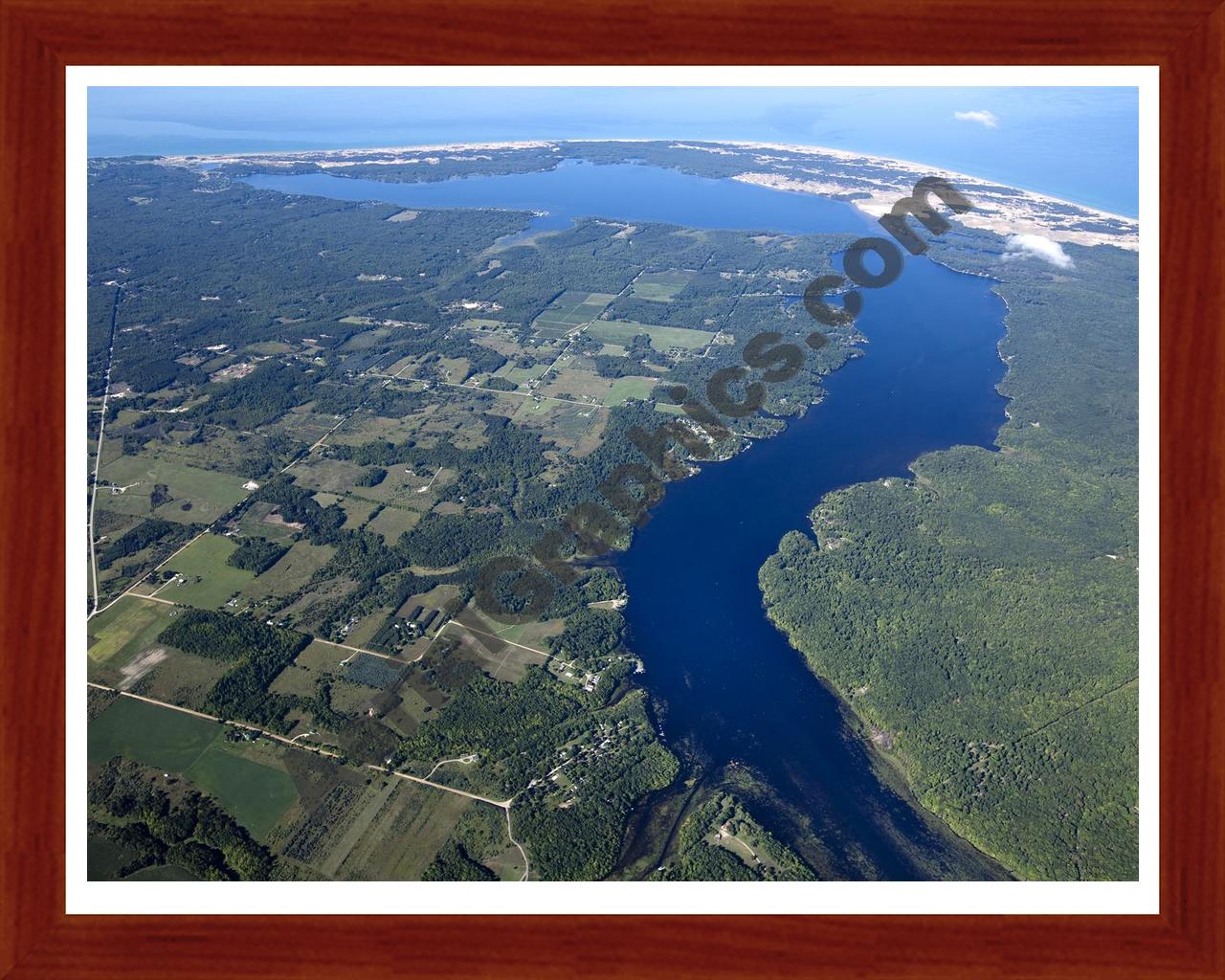 Aerial image of [5587] Hamlin Lake, Looking West in Mason, MI with Cherry Wood frame