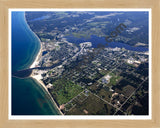 Aerial image of [5589] Manistee Lake in Manistee, MI with Natural Wood frame