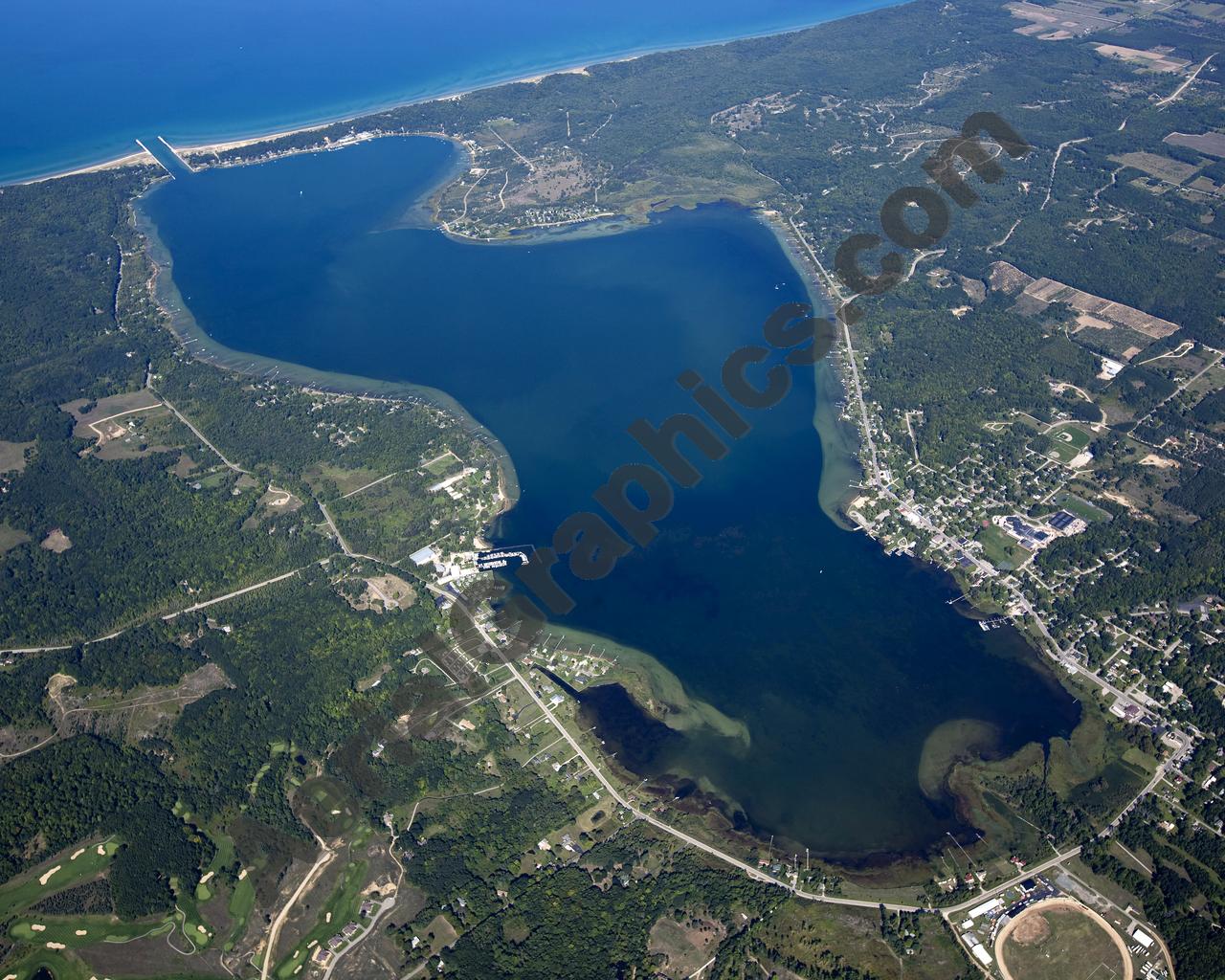 Aerial image of [5590] Portage Lake in Manistee, MI with No frame