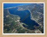 Aerial image of [5590] Portage Lake in Manistee, MI with Natural Wood frame