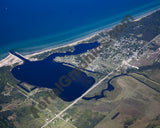 Aerial image of [5592] Arcadia Lake in Manistee, MI with Canvas Wrap frame