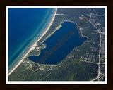 Aerial image of [5593] Lower Herring Lake in Benzie, MI with Black Wood frame