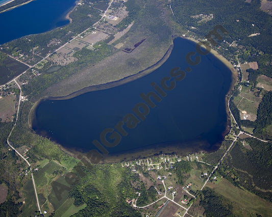 Aerial image of [5594] Upper Herring Lake in Benzie, MI with No frame