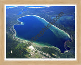 Aerial image of [5596] Platte Lake in Benzie, MI with Natural Wood frame