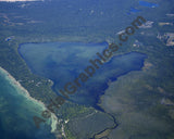 Aerial image of [5597] Little Platte Lake in Benzie, MI with Canvas Wrap frame