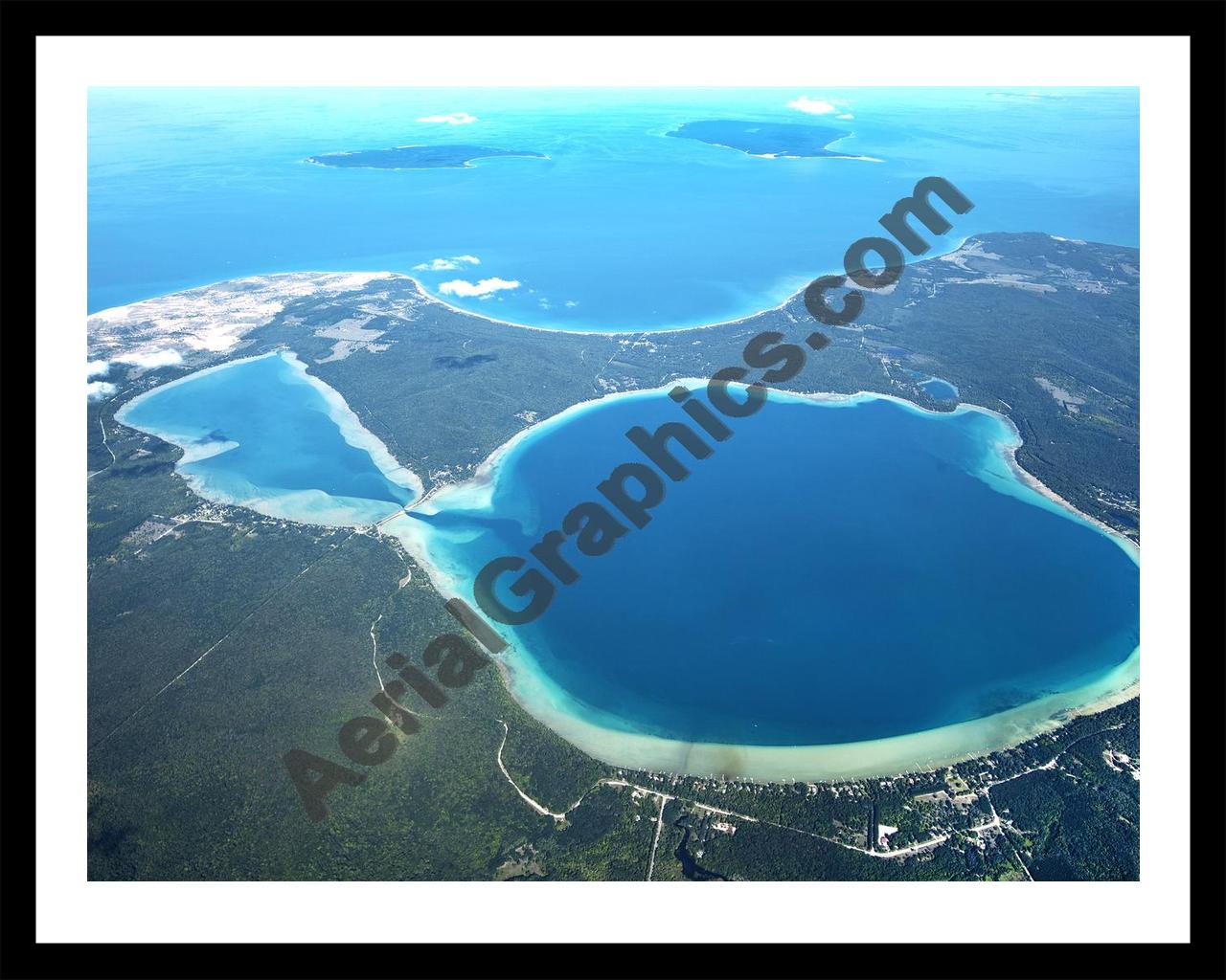 Aerial image of [5598] Glen Lakes, Big & Little in Leelanau, MI with Black Metal frame