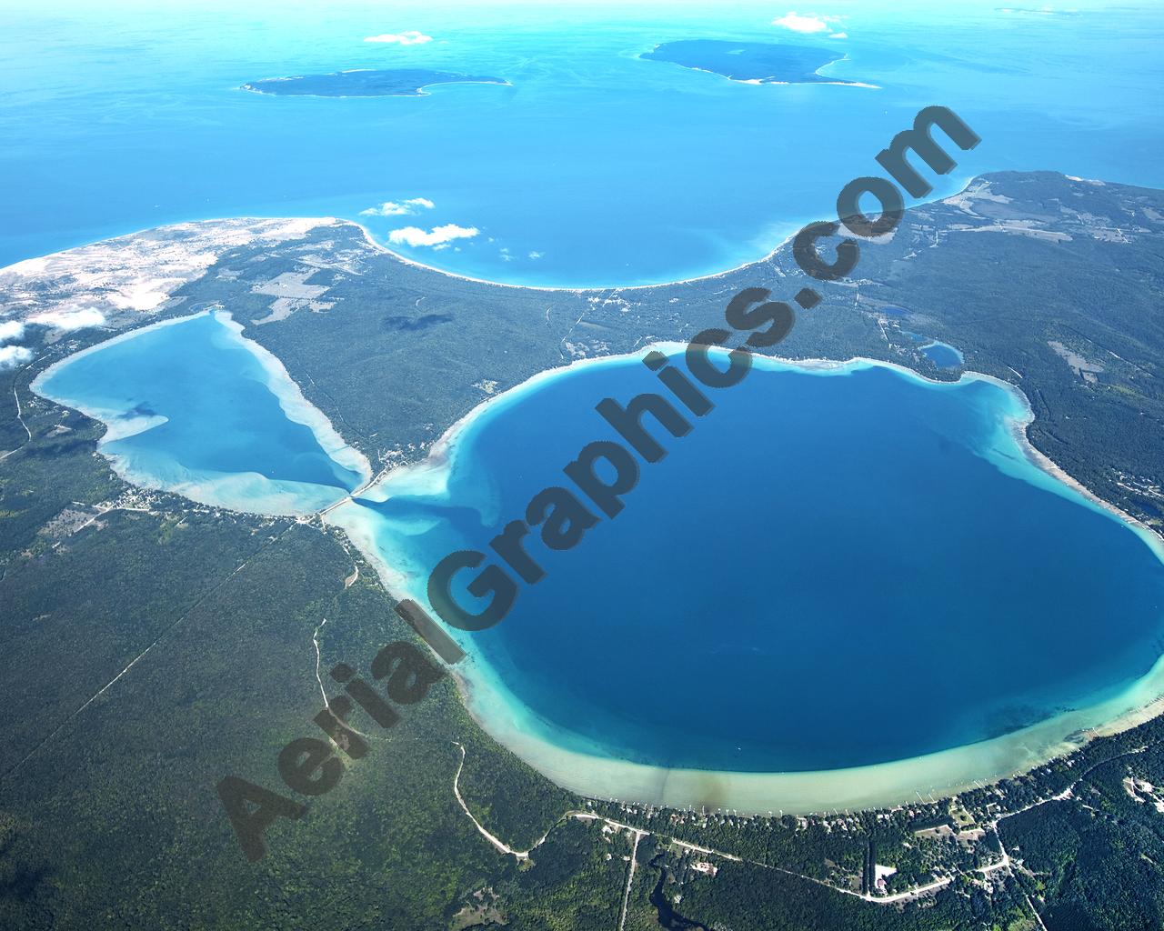 Aerial image of [5598] Glen Lakes, Big & Little in Leelanau, MI with Canvas Wrap frame