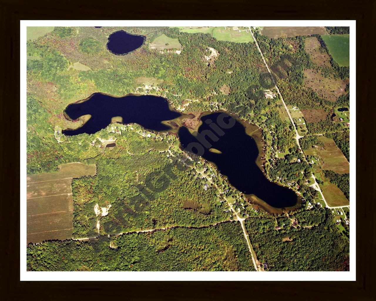 Aerial image of [559] Montcalm Lake in Montcalm, MI with Black Wood frame