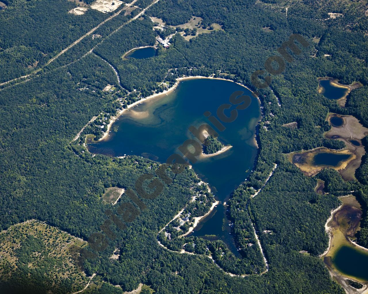 Aerial image of [5601] Island Lake in Grand Traverse, MI with Canvas Wrap frame