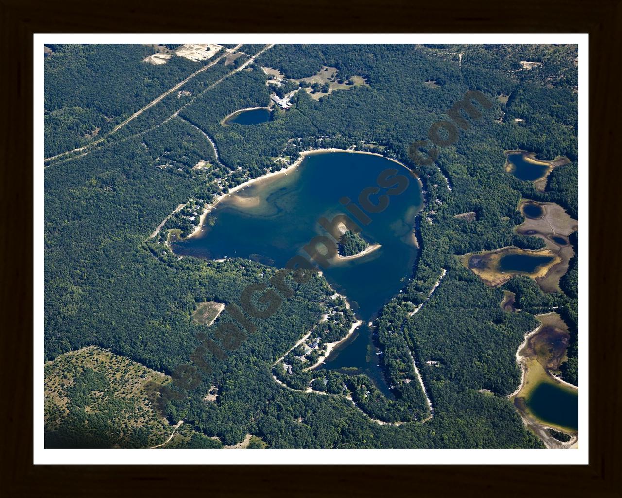 Aerial image of [5601] Island Lake in Grand Traverse, MI with Black Wood frame