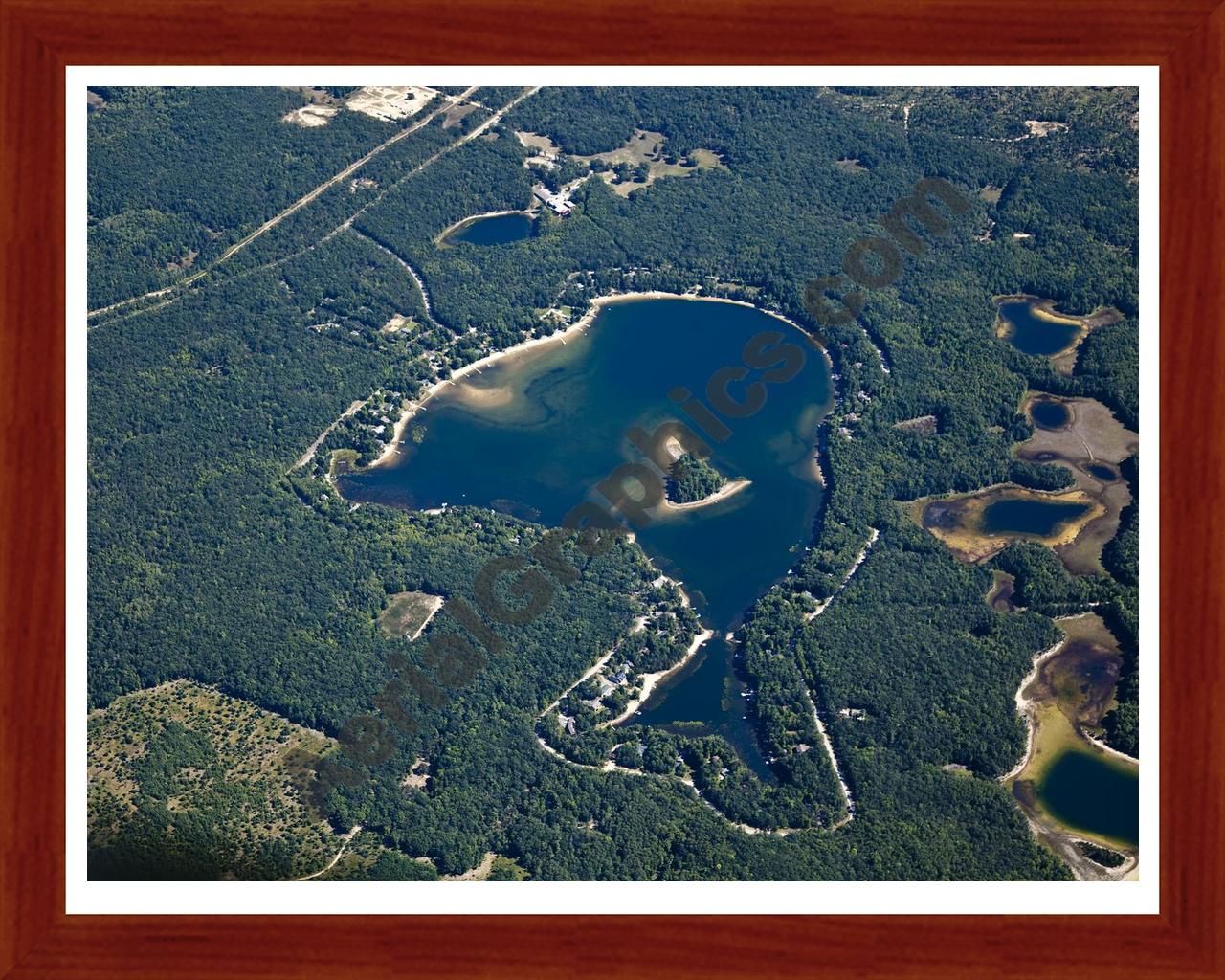 Aerial image of [5601] Island Lake in Grand Traverse, MI with Cherry Wood frame