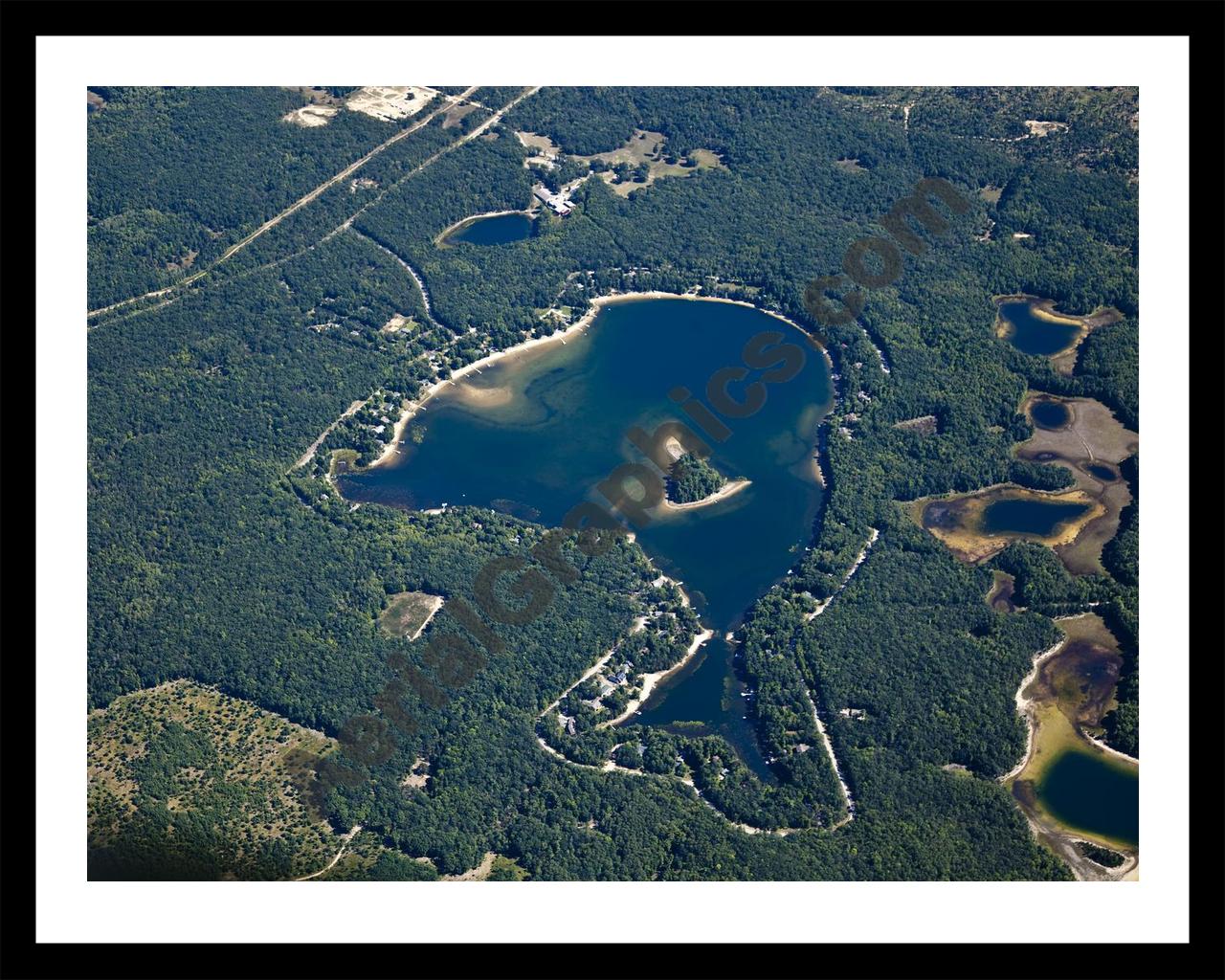 Aerial image of [5601] Island Lake in Grand Traverse, MI with Black Metal frame