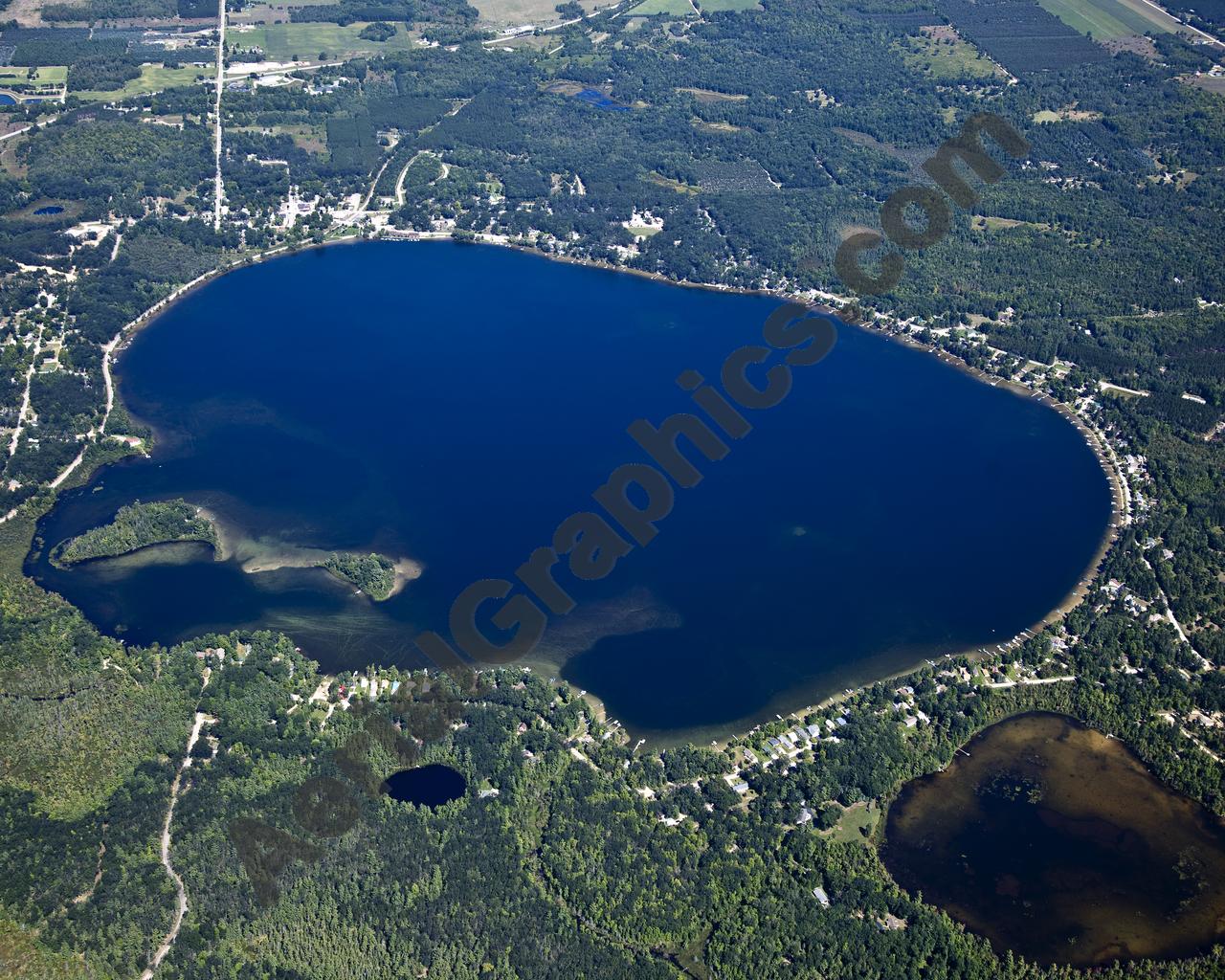 Aerial image of [5607] Fife Lake in Grand Traverse, MI with Canvas Wrap frame