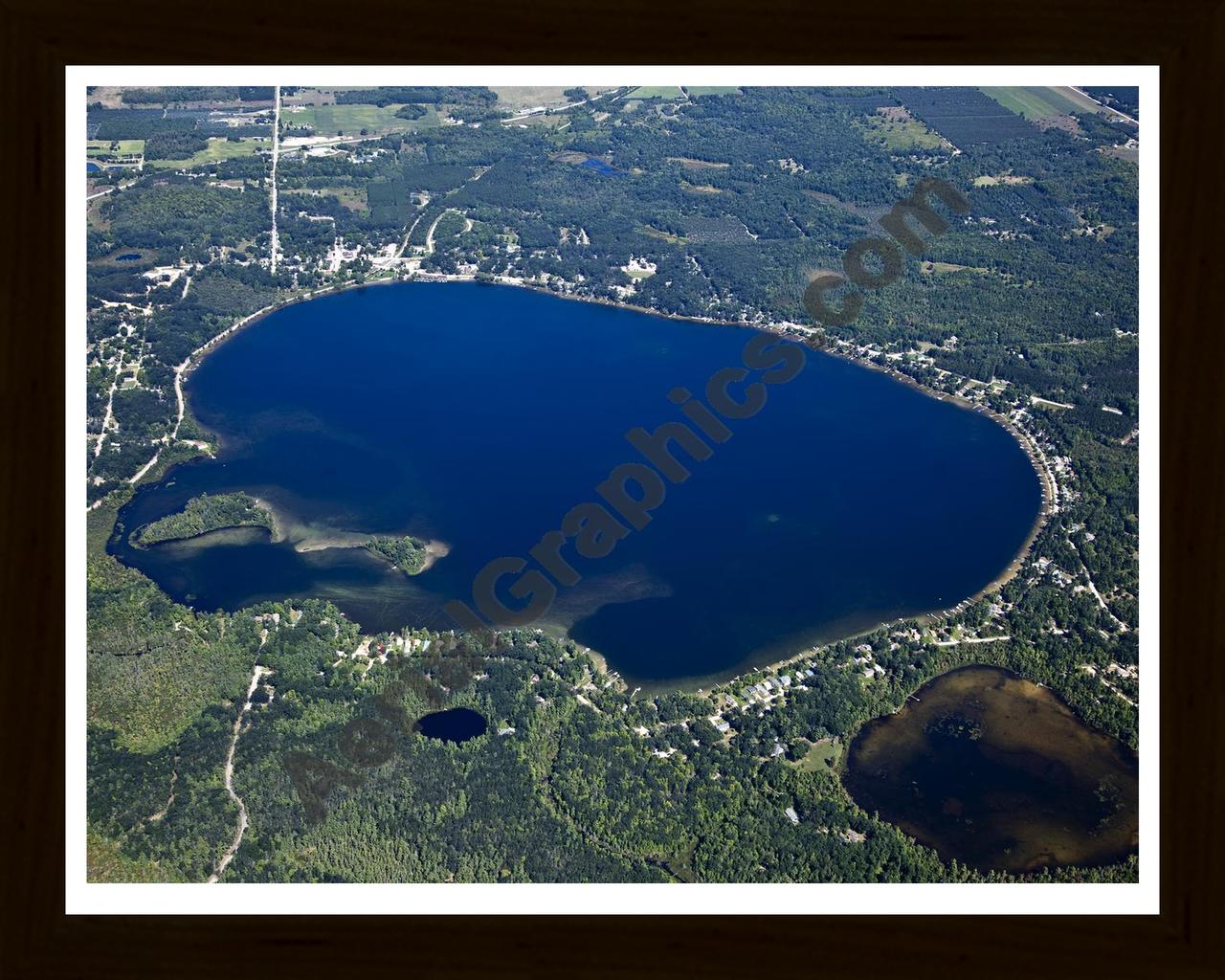 Aerial image of [5607] Fife Lake in Grand Traverse, MI with Black Wood frame