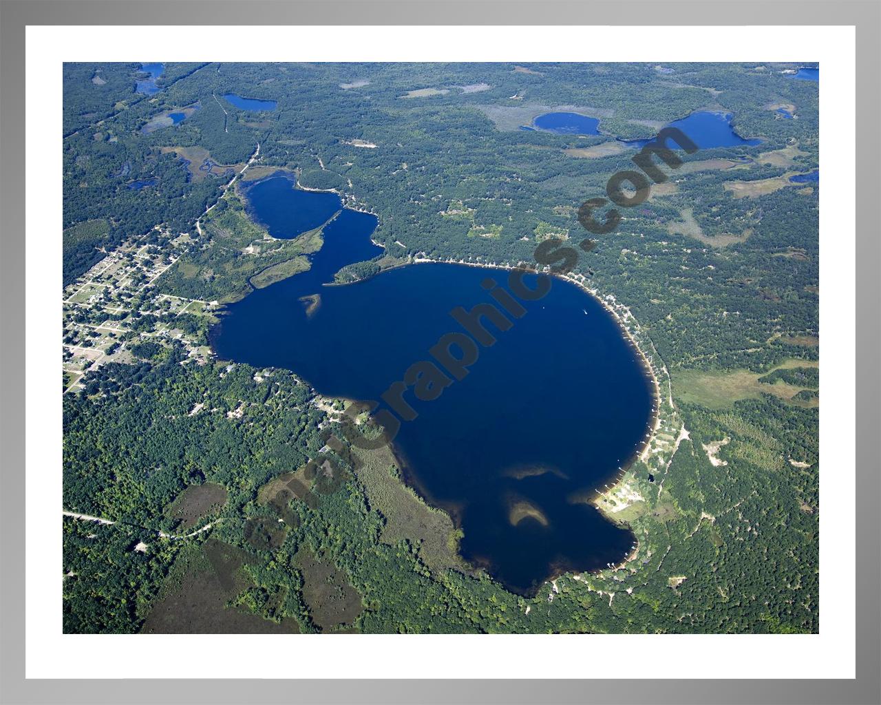 Aerial image of [5608] Crooked Lake in Missaukee, MI with Silver Metal frame