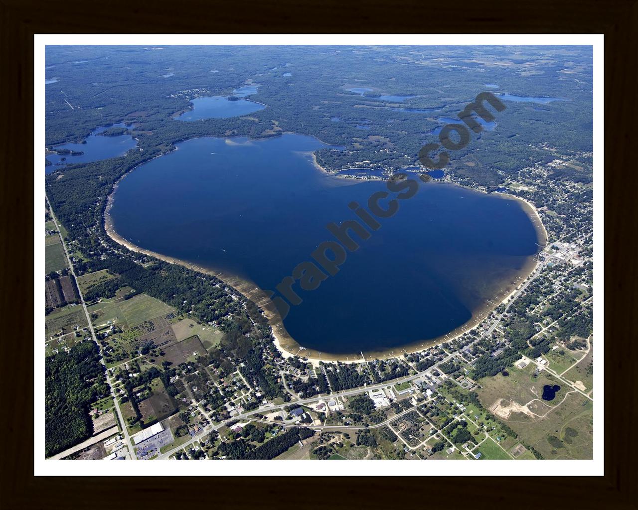 Aerial image of [5610] Lake Missaukee in Missaukee, MI with Black Wood frame