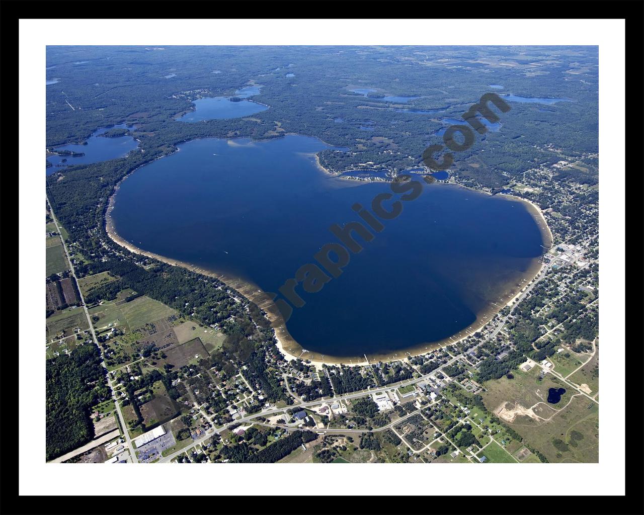 Aerial image of [5610] Lake Missaukee in Missaukee, MI with Black Metal frame