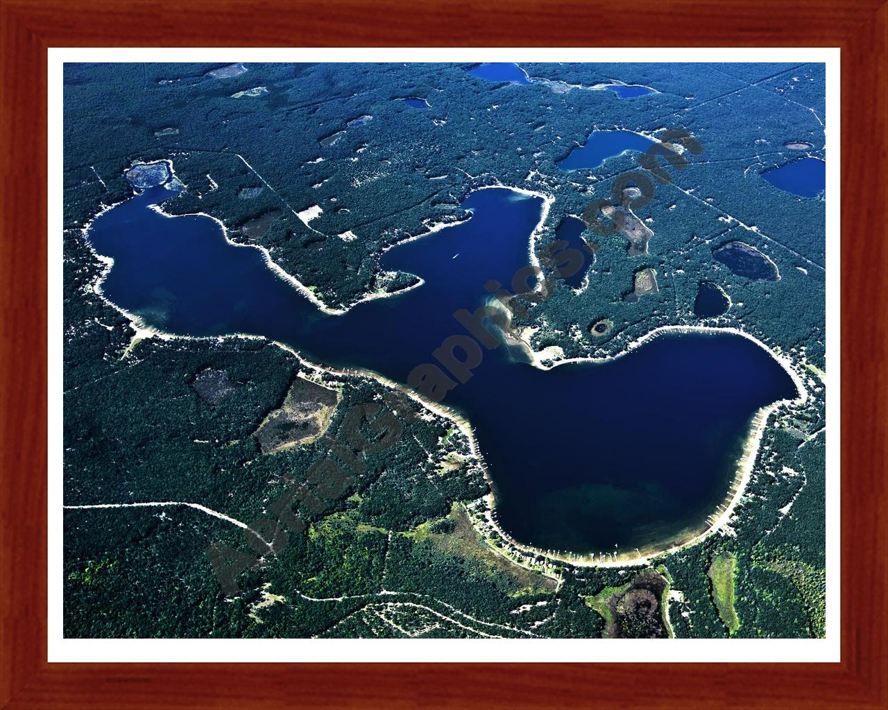 Aerial image of [5614] Big Star Lake in Lake, MI with Cherry Wood frame