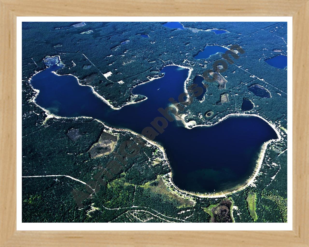 Aerial image of [5614] Big Star Lake in Lake, MI with Natural Wood frame